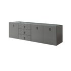 Комод 2,1 БМКМ-5(Fly) Bogemia-Fly (декор и ручка Farfale) Grey хром Novabuk (ткань)
