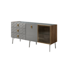 Комод 1,6 Bogemia Woodline (1 дверь 1 стекло, 1 дверь лак) Grey