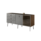 Комод 1,6 Bogemia Woodline (1 дверь 1 стекло, 1 дверь лак) Grey