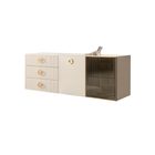 Комод 1,6 БМКМ-4(Fly)[5][10]  Bogemia-Fly (декор и ручка Fillini) Слоновая кость золото Lakobel (стекло)
