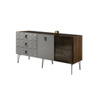 Комод 1,6 Bogemia Woodline (1 дверь 1 стекло, 1 дверь лак) Grey