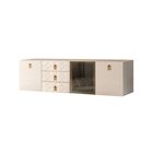 Комод 2,1 БМКМ-5(Fly)[4] Bogemia-Fly (декор и ручка Farfale) Слоновая кость золото Novabuk (ткань)